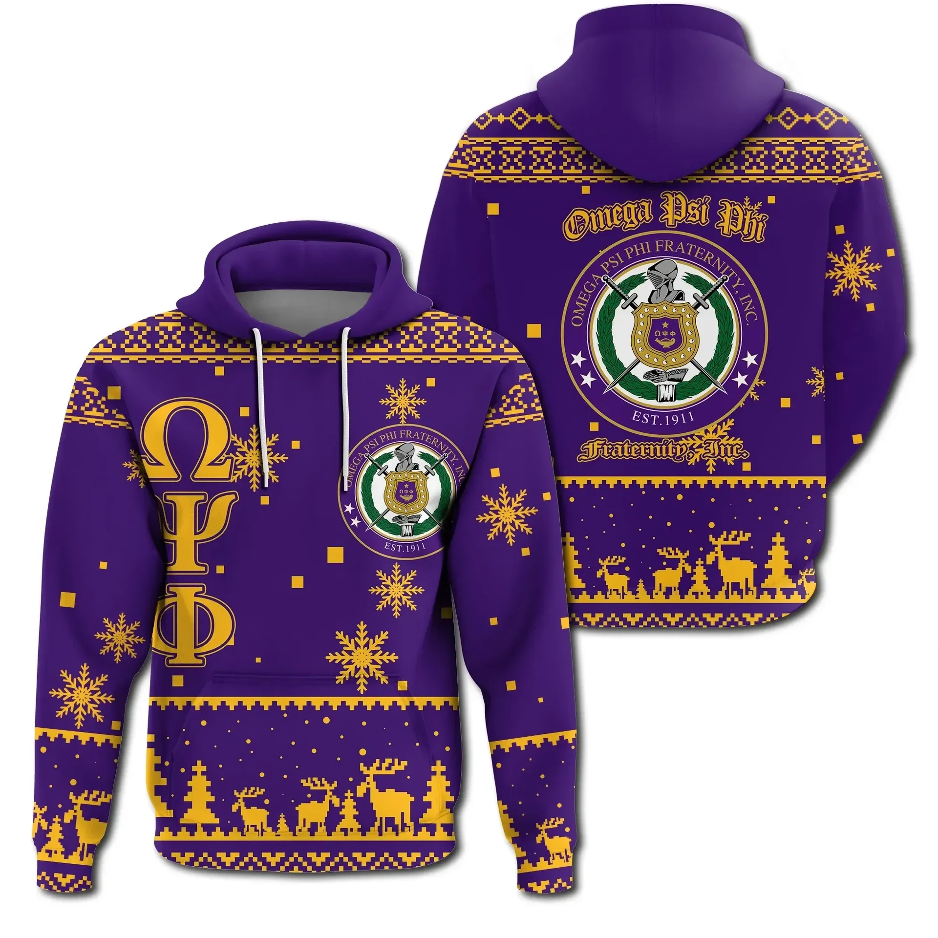 AfricaZone Hoodie - Christmas Shield Of Omega Psi Phi Hoodie J5 | Africazone.store