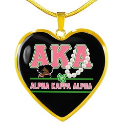 Africa Zone Greek Life Accessories - AKA Sorority Pearl Luxury Necklace Heart A31