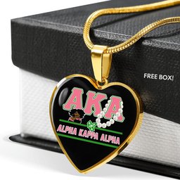 Africa Zone Greek Life Accessories - AKA Sorority Pearl Luxury Necklace Heart A31