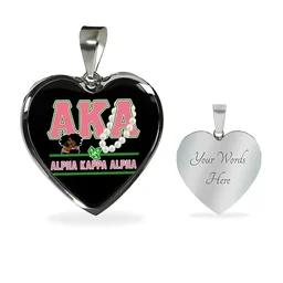 Africa Zone Greek Life Accessories - AKA Sorority Pearl Luxury Necklace Heart A31