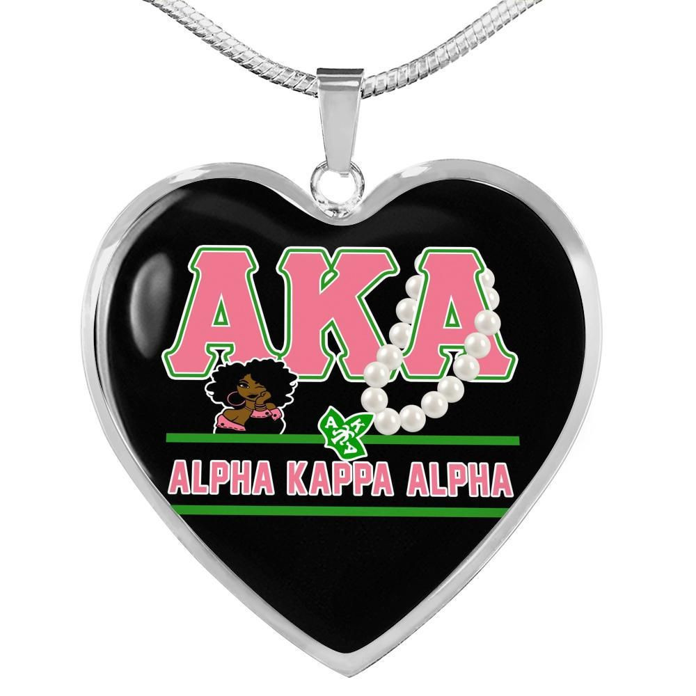Africa Zone Greek Life Accessories - AKA Sorority Pearl Luxury Necklace Heart A31