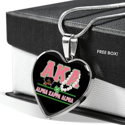 Africa Zone Greek Life Accessories - AKA Sorority Pearl Luxury Necklace Heart A31