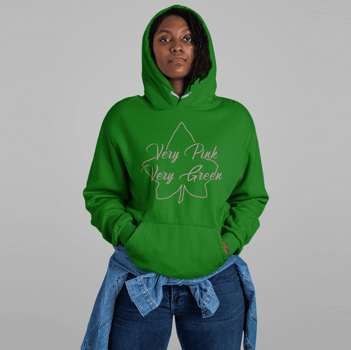 Africa Zone Greek Life Clothing - AKA Sorority Very Pink Very Green Hoodie A31