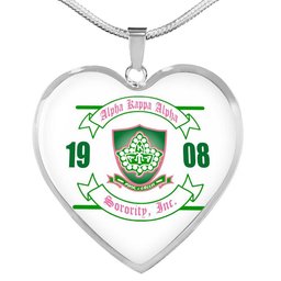 Africa Zone Greek Life Accessories - AKA Sorority Luxury Necklace Heart A31