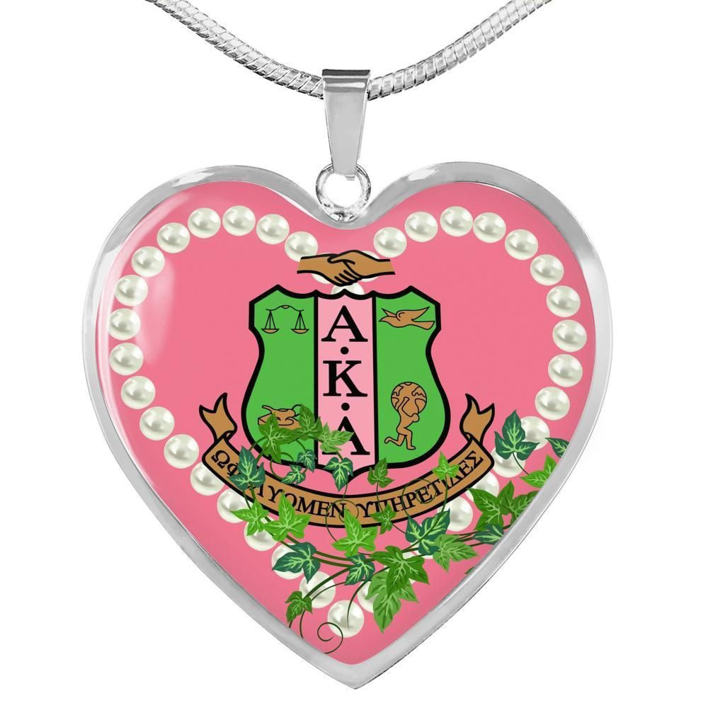 Africa Zone Greek Life Accessories - AKA Sorority Pearl Ivy Leaf Luxury Necklace Heart A31