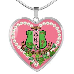 Africa Zone Greek Life Accessories - AKA Sorority Pearl Ivy Leaf Luxury Necklace Heart A31
