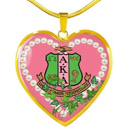 Africa Zone Greek Life Accessories - AKA Sorority Pearl Ivy Leaf Luxury Necklace Heart A31