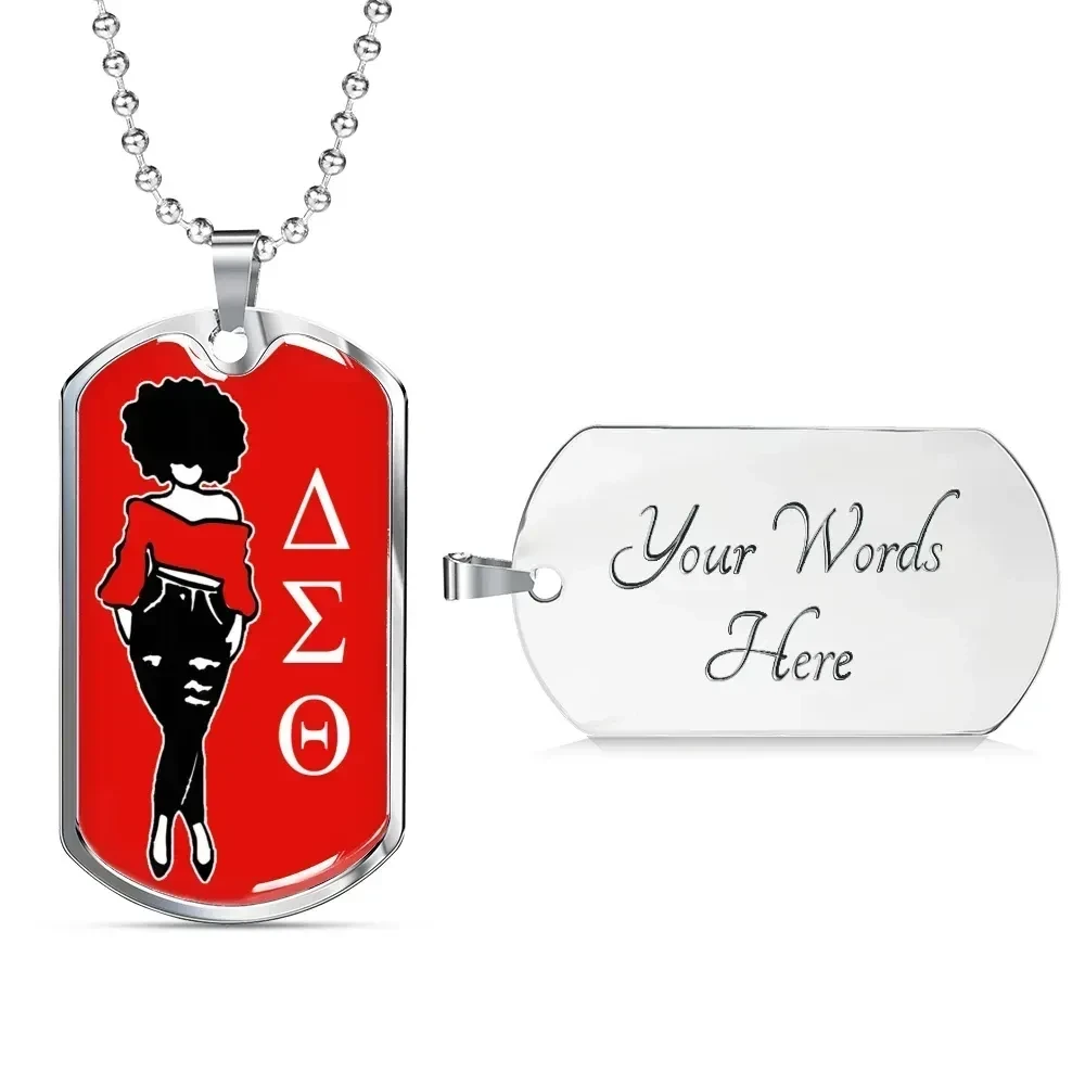 Africa Zone Greek Life Accessories - Personalised Delta Sigma Theta Sorority Girl Dog Tag A31