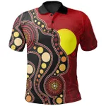 Aboriginal Flag Circle Dot Painting Art 3D design Polo shirts