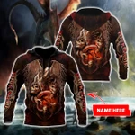Dragon & skull unisex hoodie custom name