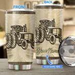 Personalized Name Farmer Stainless Steel Tumbler Golden Tractor
