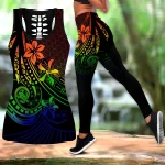 Amazing Polynesian Tattoo And Frangipani Flower Deluxe Legging & Tank top ML
