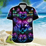 Neon Cat Galaxy Hawaiian Shirt | For Men & Women | Adult | HW7653