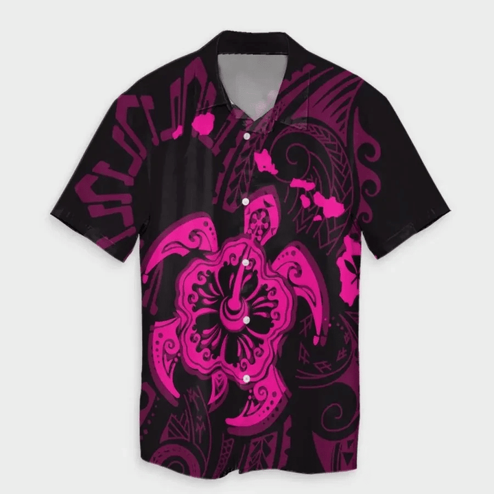 Map Kanaka Hibiscus Turtle Pink Polynesian Hawaiian Shirt | For Men & Women | Adult | HW6810
