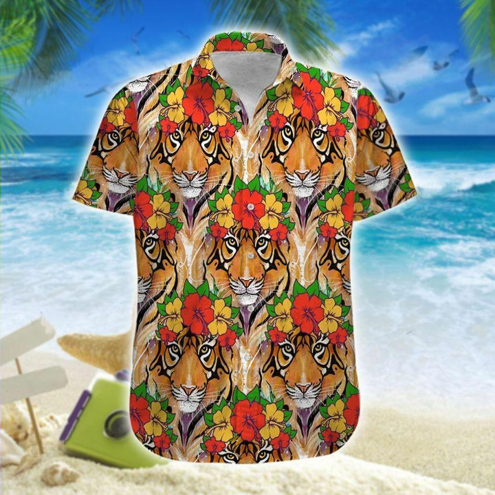 Tiger Hisbiscus Flowers Hawaiian Shirt | For Men & Women | Adult | HW7402