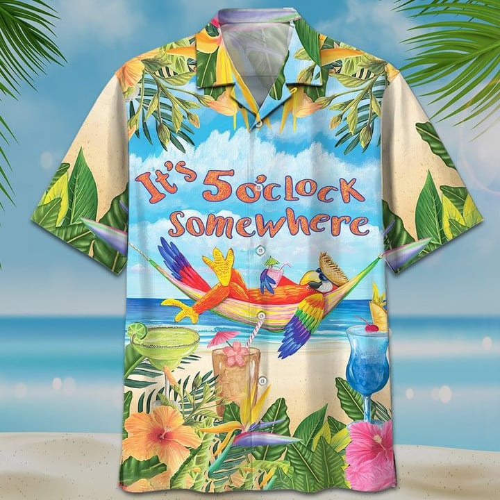 Parrot It's 5 O'clock Somewhere Hawaiian Shirt | For Men & Women | Adult | HW7608