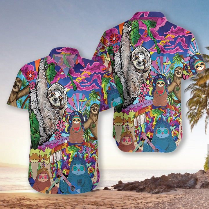 Sloth Hippie Hawaiian Shirt | For Men & Women | Adult | HW7184