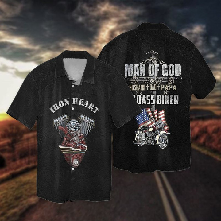 Dad Badass Biker Hawaiian Shirt | For Men & Women | Adult | HW6306