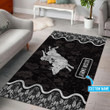 Personalized Name Bull Riding 3D Rodeo Rug Black Ver