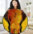 Aboriginal Rock Painting Hand Lizard Golden Style Circle Rug