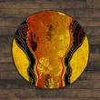 Aboriginal Rock Painting Hand Lizard Golden Style Circle Rug