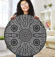 Aboriginal Grey Circle Dots Australia Indigenous Painting Art Circle Rug