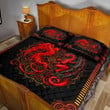 Red Mandala Dragon Quilt Bedding Set KT