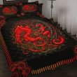 Red Mandala Dragon Quilt Bedding Set KT