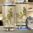Personalized Name Bull Riding Stainless Steel Tumbler Team Roping Golden