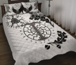 Viking Oak Leaf Quilt Bed Set Valknut Vegvisir With Irminsul - White