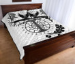 Viking Oak Leaf Quilt Bed Set Valknut Vegvisir With Irminsul - White