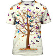Hippie Tree Of Colorful Butterfly 3D All Over Printed Unisex Shirts