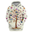 Hippie Tree Of Colorful Butterfly 3D All Over Printed Unisex Shirts