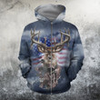 3D All Over Printed American flag reindeer Hoodie
