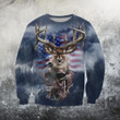 3D All Over Printed American flag reindeer Hoodie