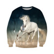 3D Beautiful White Horse Shirt - Winter Set for Men and Women JJ051206