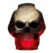 3D Effect Skull Print Pullover Hoodie Red