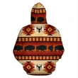 3D Native American Tribal Pattern Bison Brown Zipper Hoodie NVD1304