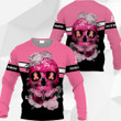 3D Skull Flower Breast Cancer Awareness Hoodie T-Shirt Sweatshirt SU110308