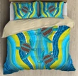Aboriginal Bedding Set, Australia Indigenous Blue Turtles Painting Art Bedding Set