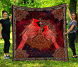 Beautiful Cardinals Birds Mandala Vintage Quilt