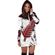 New Zealand Maori Fern Red Edition Hoodie Dress HC - Amaze Style™-Apparel