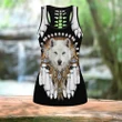 Native Dreamcatcher White Wolf Legging + hollow tank combo MP18052002 - Amaze Style™-Apparel
