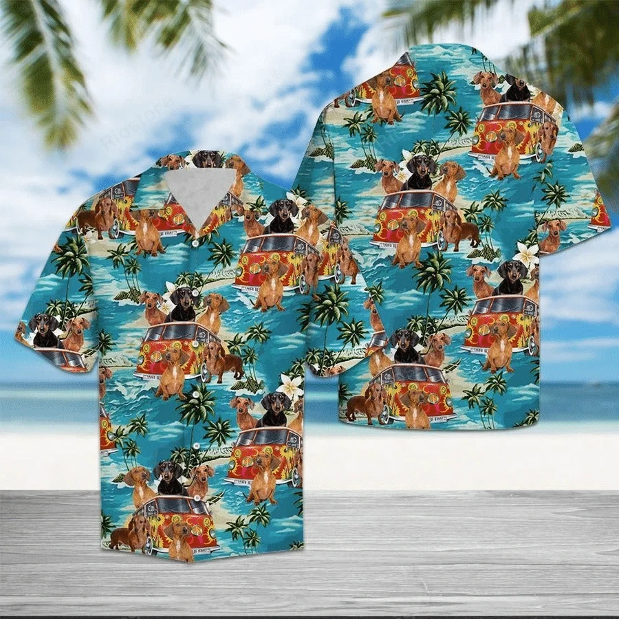 Dachshund Hippie Summer Hawaiian Shirt | For Men & Women | Adult | HW7971