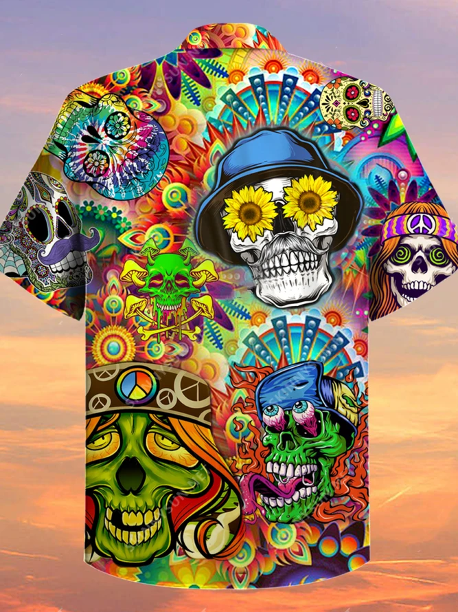 Hippie Skull Unisex Hawaiian Shirt | For Men & Women | Adult | HW2381