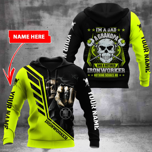 Ironworker skull 3d unisex hoodie custom name
