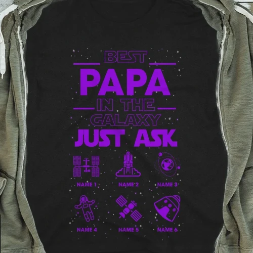 Best Papa In The Galaxy Personalized T-Shirt