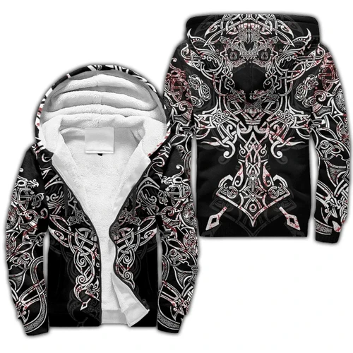 Nidhogg Ver 1 Viking Wolf Tattoo Style 3D All Over Printed Fleece Zip-up Hoodie By JJ