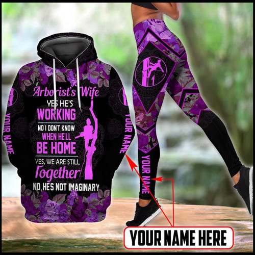 Arborist's wife 3d purple hoodie + legging combo custom name