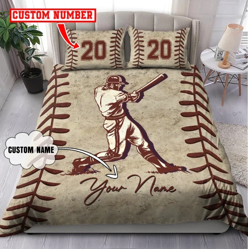 Baseball bedding set custom name & number